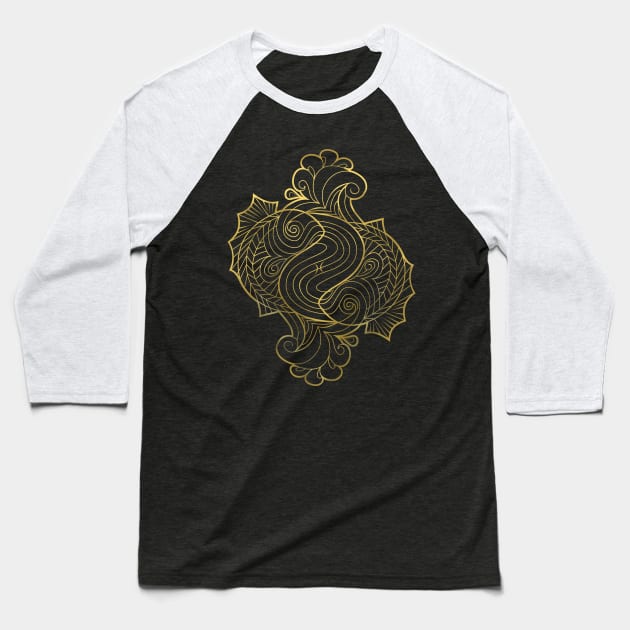 Pisces gold Baseball T-Shirt by elangkarosingo